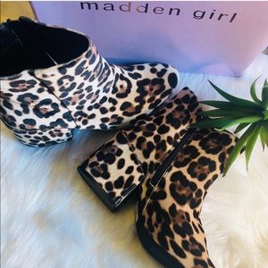 Madden girl leopard velvet booties worn twice
